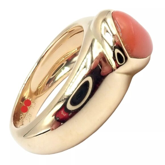 Rare! Authentic Van Cleef & Arpels 18k Yellow Gold Coral Heart Ring sz 4.5 - Picture 6 of 12